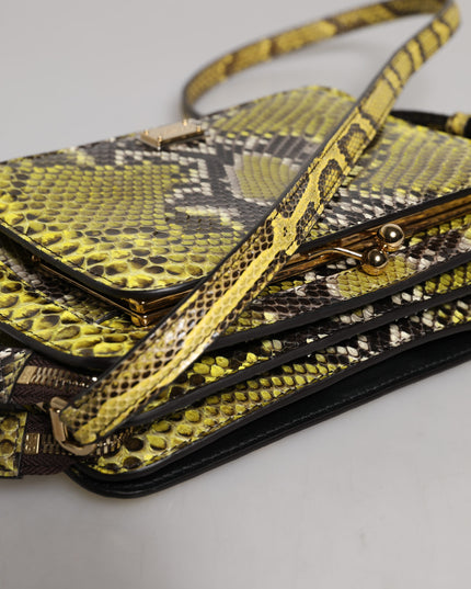 Dolce & Gabbana Green Exotic Leather DG Plaque Crossbody Clutch Bag