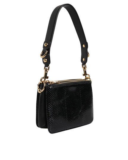 Dolce & Gabbana Black Exotic Leather Shoulder Sling Clutch Bag