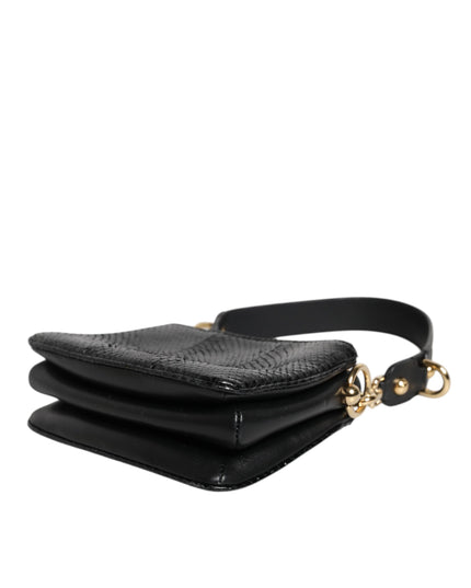 Dolce & Gabbana Black Exotic Leather Shoulder Sling Clutch Bag