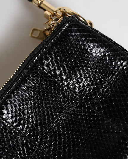 Dolce & Gabbana Black Exotic Leather Shoulder Sling Clutch Bag