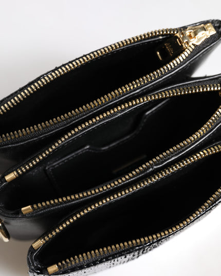 Dolce & Gabbana Black Exotic Leather Shoulder Sling Clutch Bag