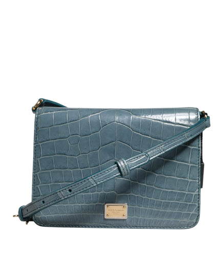 Dolce & Gabbana Green Exotic Leather DG Plaque Crossbody Mini Bag