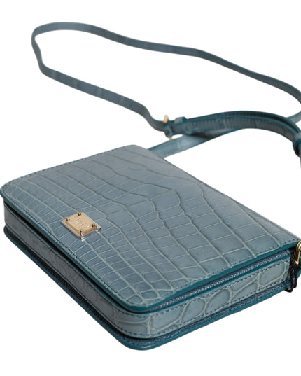 Dolce & Gabbana Green Exotic Leather DG Plaque Crossbody Mini Bag