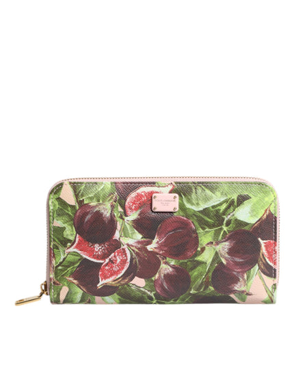 Dolce & Gabbana Multicolor Fig Fruit Dauphine Leather Zip Around Continental Wallet