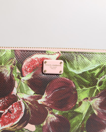 Dolce & Gabbana Multicolor Fig Fruit Dauphine Leather Zip Around Continental Wallet