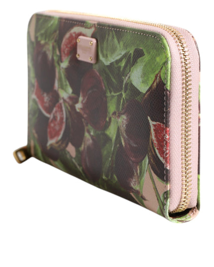 Dolce & Gabbana Multicolor Fig Fruit Dauphine Leather Zip Around Continental Wallet