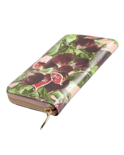 Dolce & Gabbana Multicolor Fig Fruit Dauphine Leather Zip Around Continental Wallet