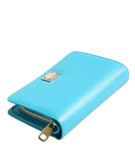 Dolce & Gabbana Light Blue Leather Bifold Continental Clutch Wallet