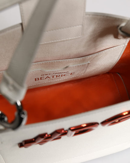 Dolce & Gabbana White Leather #DG BEATRICE Top Handle Tote Bag