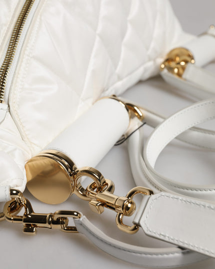 Dolce & Gabbana White Quilted Logo Plaque Belt Waist Fanny Pack Bag