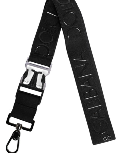 Dolce & Gabbana Black Stretch Polyester Rubberised DG Logo Keychain