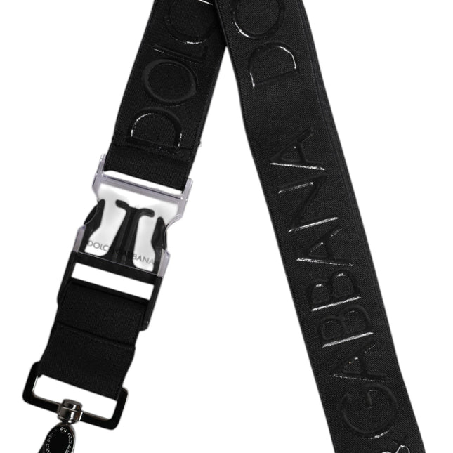 Dolce & Gabbana Black Stretch Polyester Rubberised DG Logo Keychain