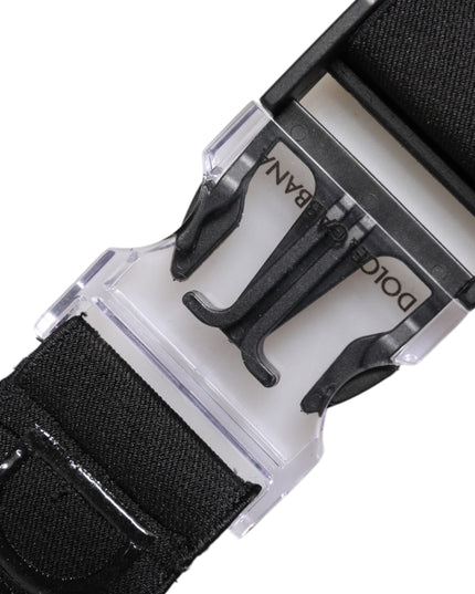 Dolce & Gabbana Black Stretch Polyester Rubberised DG Logo Keychain