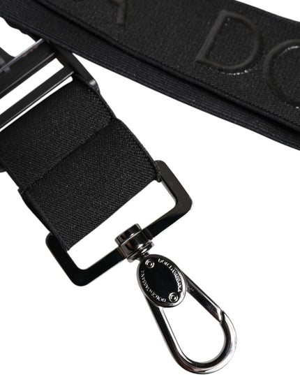 Dolce & Gabbana Black Stretch Polyester Rubberised DG Logo Keychain