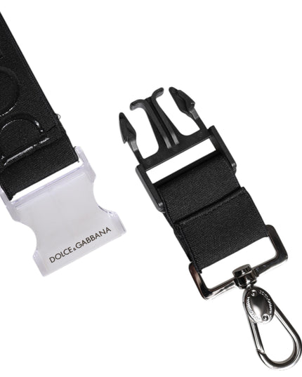 Dolce & Gabbana Black Stretch Polyester Rubberised DG Logo Keychain