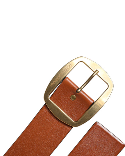 Dolce & Gabbana Brown Leather Gold Metal Buckle Classic Belt