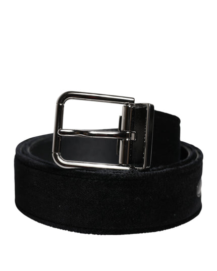 Dolce & Gabbana Black Cotton Silver Tone Metal Buckle Belt