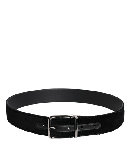 Dolce & Gabbana Black Cotton Silver Tone Metal Buckle Belt