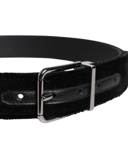 Dolce & Gabbana Black Cotton Silver Tone Metal Buckle Belt