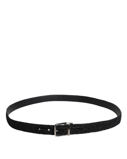 Dolce & Gabbana Black Cotton Blend Silver Metal Buckle Belt