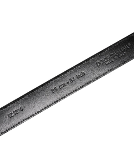 Dolce & Gabbana Gray Leather Silver Tone Metal Buckle Belt