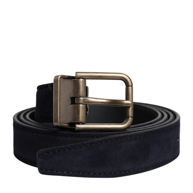 Dolce & Gabbana Black Goat Leather Metal Buckle Classic Belt