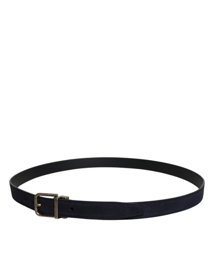 Dolce & Gabbana Black Goat Leather Metal Buckle Classic Belt