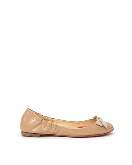 Christian Louboutin Beige Patent Leather Ballet Flats