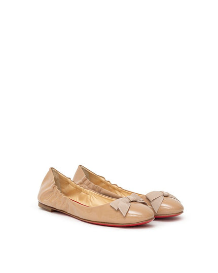 Christian Louboutin Beige Patent Leather Ballet Flats