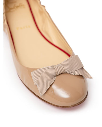 Christian Louboutin Beige Patent Leather Ballet Flats