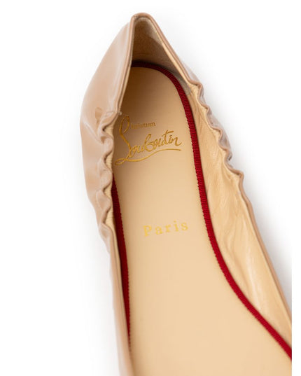 Christian Louboutin Beige Patent Leather Ballet Flats