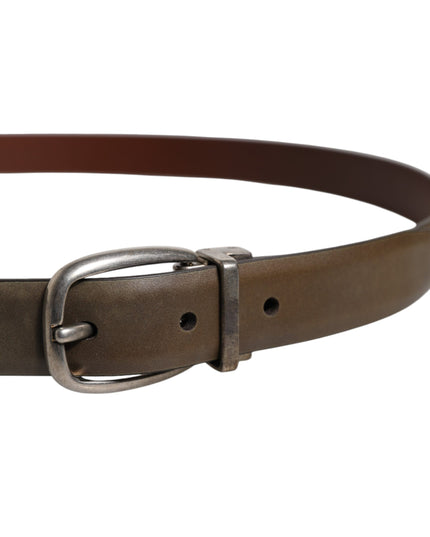 Dolce & Gabbana Brown Leather Classic Metal Logo Buckle Belt