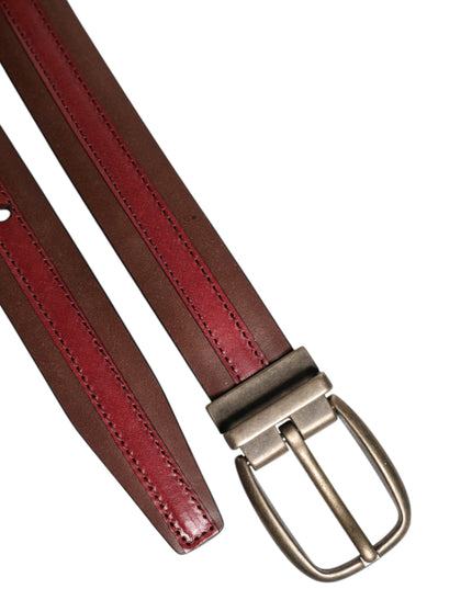 Dolce & Gabbana Burgundy Leather Metal Logo Buckle Belt