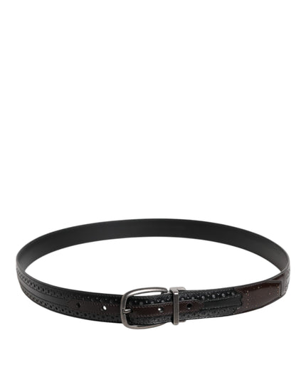 Dolce & Gabbana Black Brown Leather Classic Metal Buckle Belt
