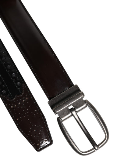 Dolce & Gabbana Black Brown Leather Classic Metal Buckle Belt