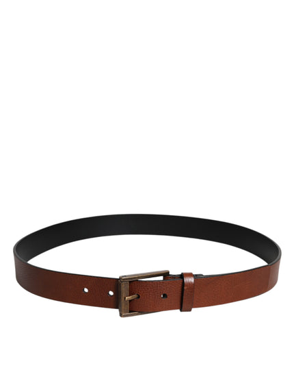 Dolce & Gabbana Brown Calf Leather Classic Metal Buckle Belt