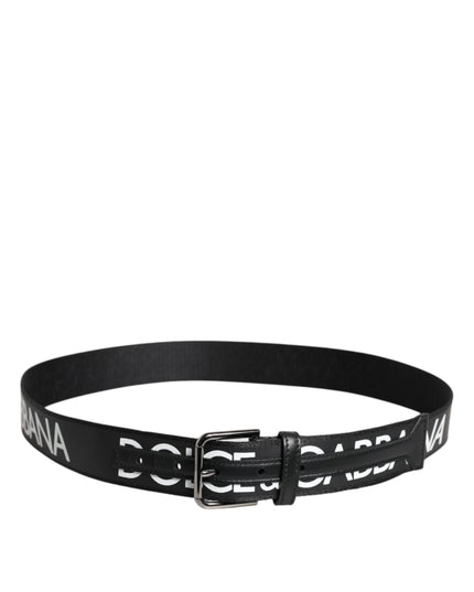 Dolce & Gabbana Black Leather Classic Metal Logo Buckle Belt
