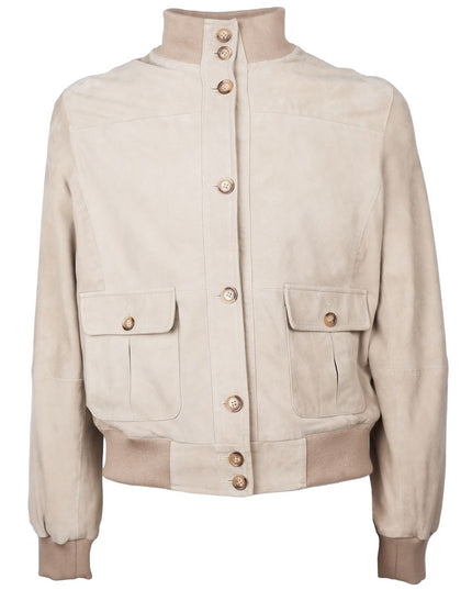 Emilio Romanelli Beige Calfskin Men Jacket