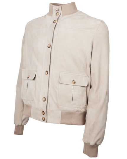 Emilio Romanelli Beige Calfskin Men Jacket