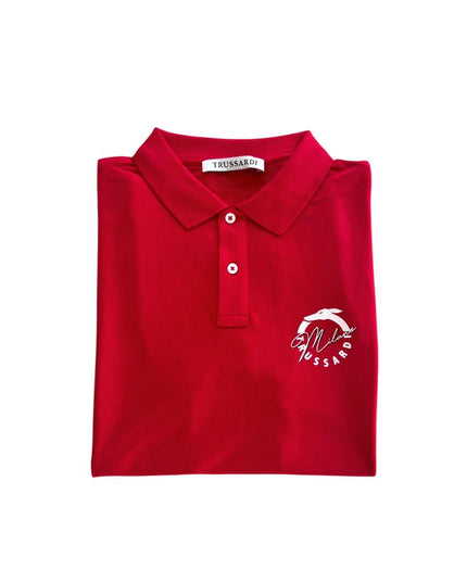 Trussardi Beachwear Red Cotton Men Polo Shirt
