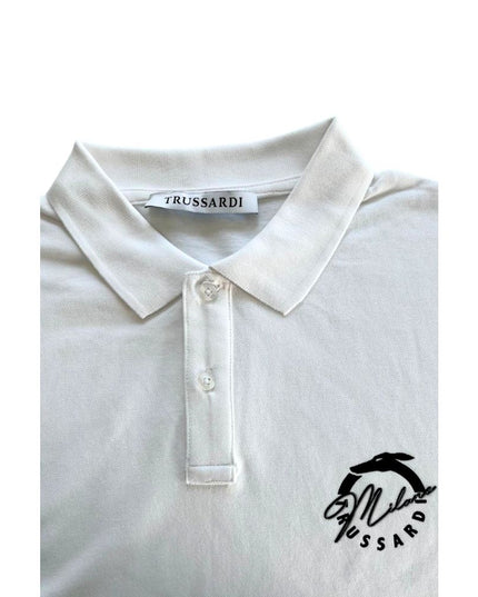 Trussardi Beachwear White Cotton Men Polo Shirt