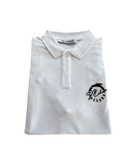 Trussardi Beachwear White Cotton Men Polo Shirt