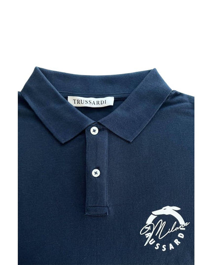 Trussardi Beachwear Blue Cotton Men's Polo Shirt