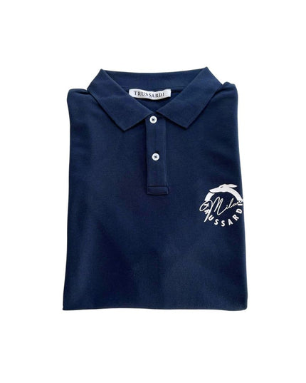 Trussardi Beachwear Blue Cotton Men's Polo Shirt