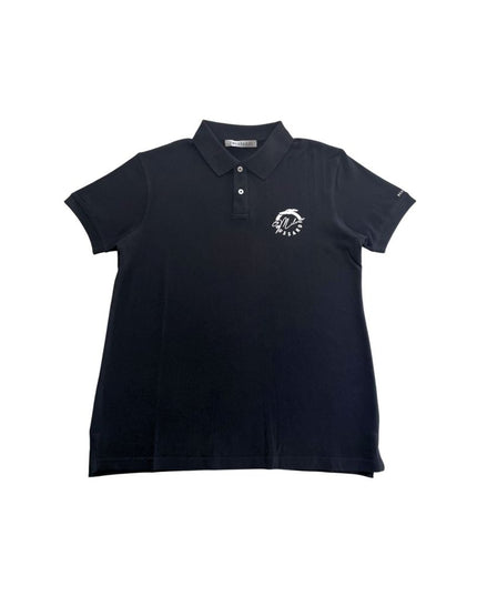 Trussardi Beachwear Black Cotton Polo Shirt