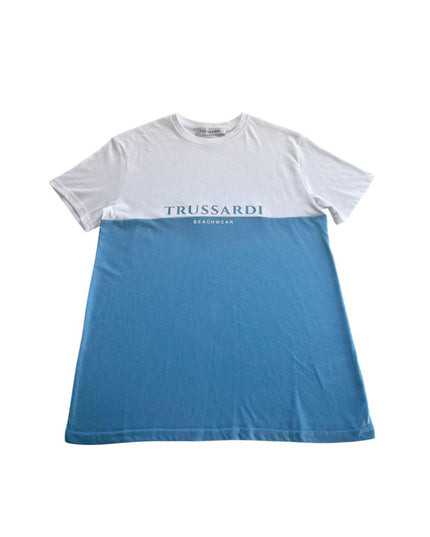 Trussardi Beachwear Light Blue Cotton Men T-Shirt