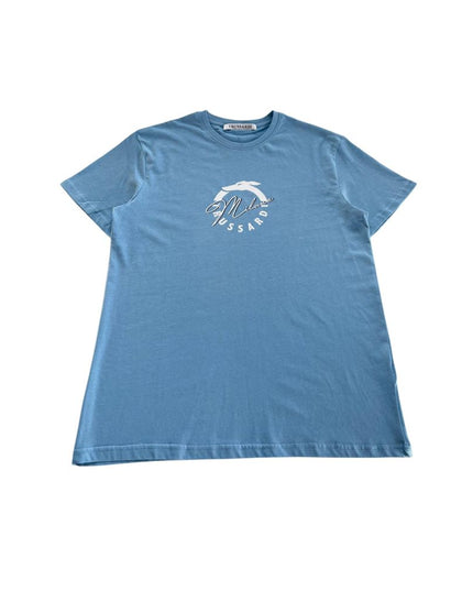 Trussardi Beachwear Light Blue Cotton Men T-Shirt