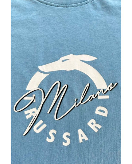 Trussardi Beachwear Light Blue Cotton Men T-Shirt