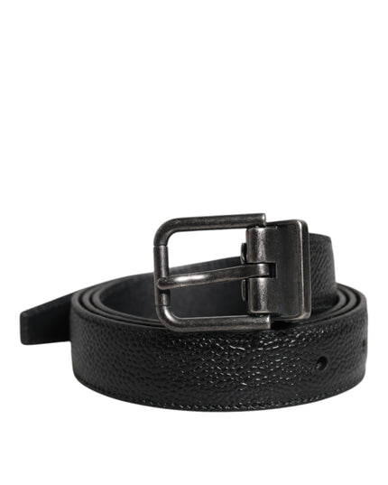 Dolce & Gabbana Black Calf Leather Classic Metal Buckle Belt