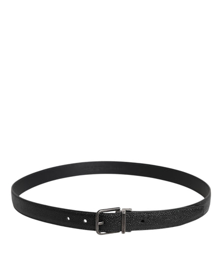 Dolce & Gabbana Black Calf Leather Classic Metal Buckle Belt